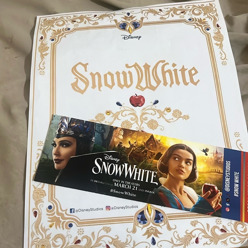 Snow White ticket & reserved sheet BOTH friends/family premiere 3/18/25 LAST